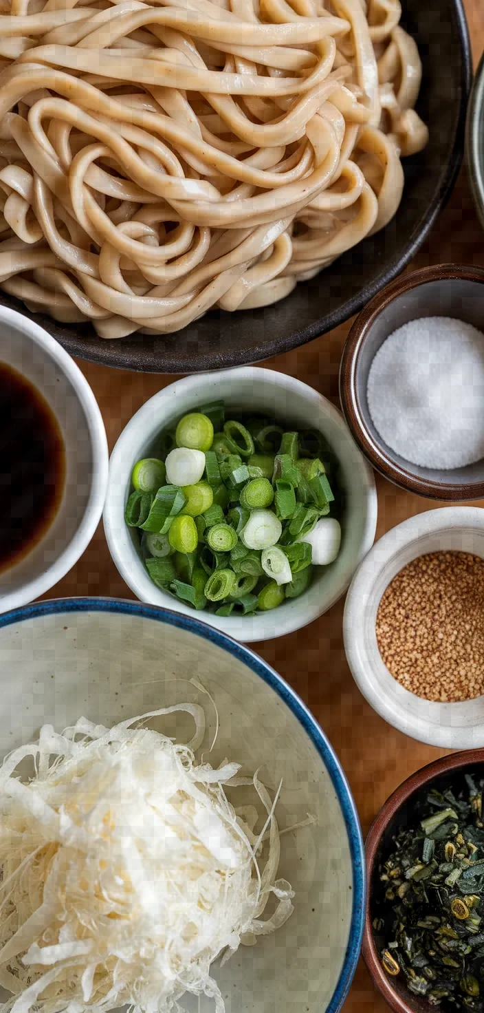 Ingredients photo for Cold Tanuki Udon Recipe