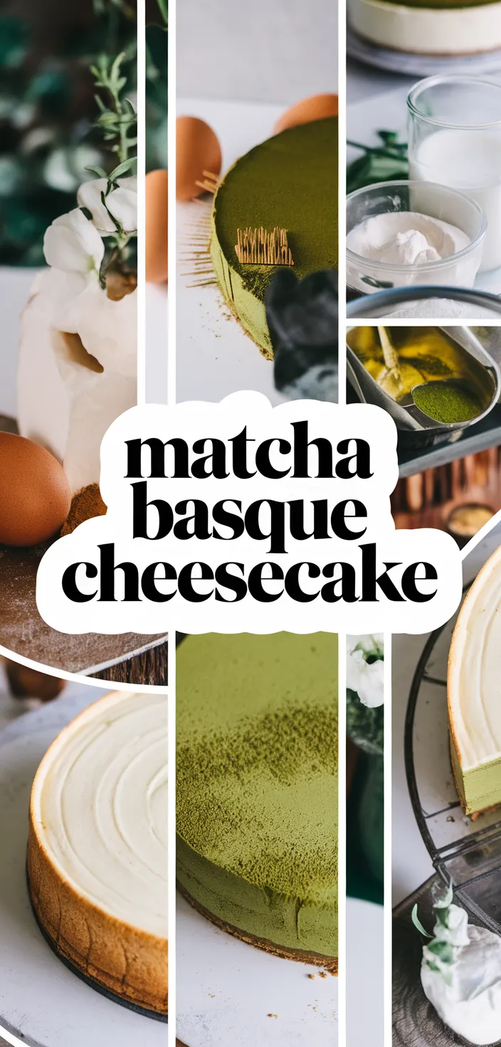 A photo of Matcha Basque Cheesecake Recipe