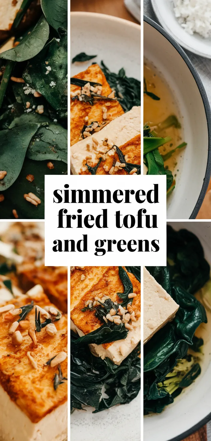 A photo of Simmered Fried Tofu And Greens Recipe