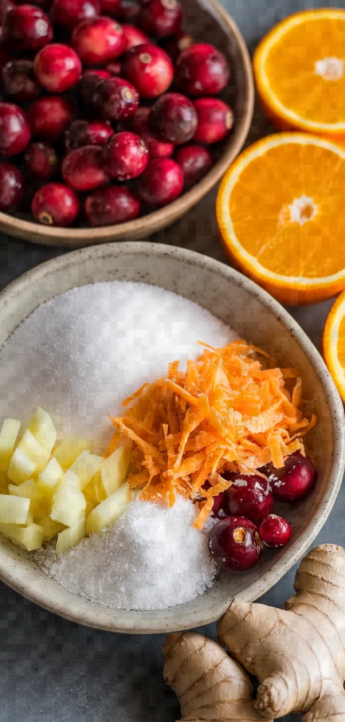 Ingredients photo for Easy Orange Ginger Cranberry Sauce Recipe