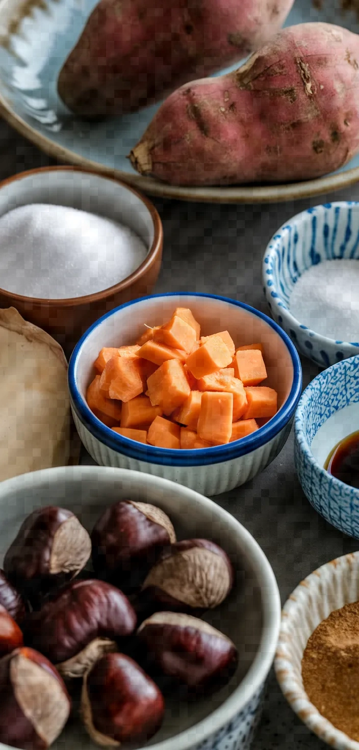 Ingredients photo for Kuri Kinton Candied Chestnuts With Sweet Potatoes Recipe