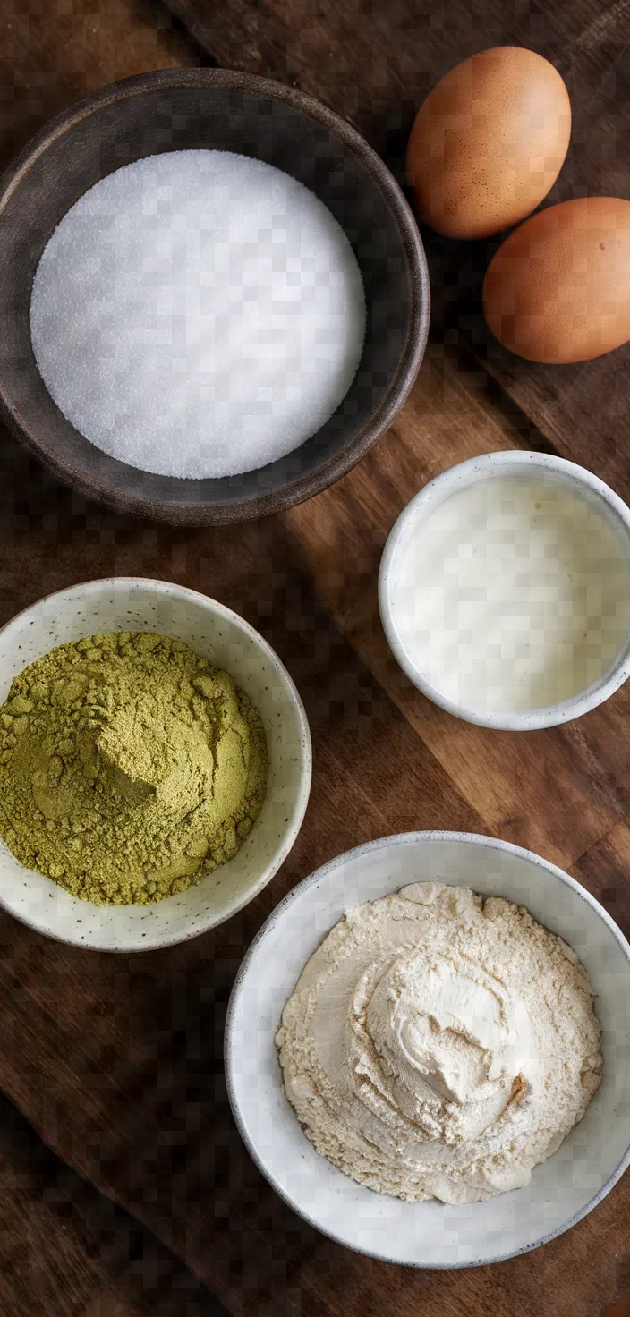 Ingredients photo for Matcha Basque Cheesecake Recipe