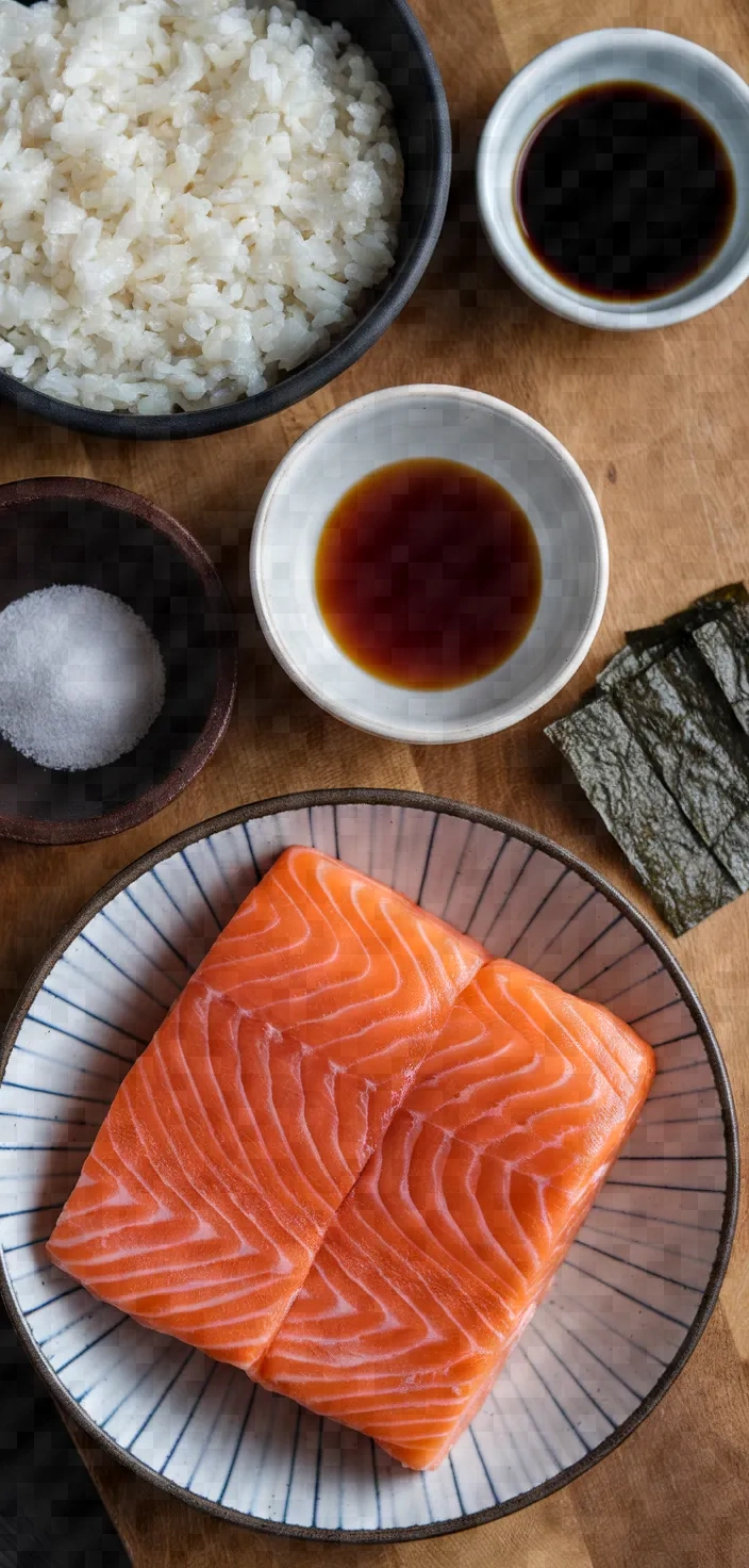 Ingredients photo for Salmon And Shio Kombu Onigiri Recipe