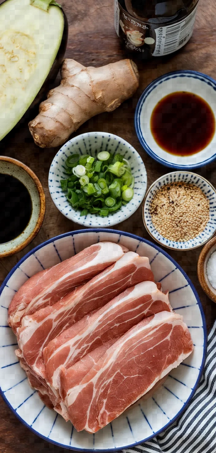 Ingredients photo for Ginger Pork Rolls With Eggplant Recipe