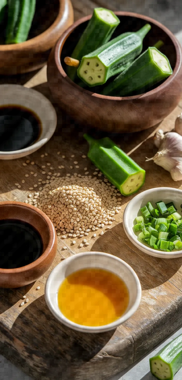 Ingredients photo for Okra With Ginger Soy Sauce Recipe