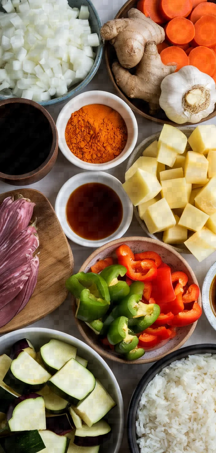 Ingredients photo for Vegetarian Japanese Curry Recipe