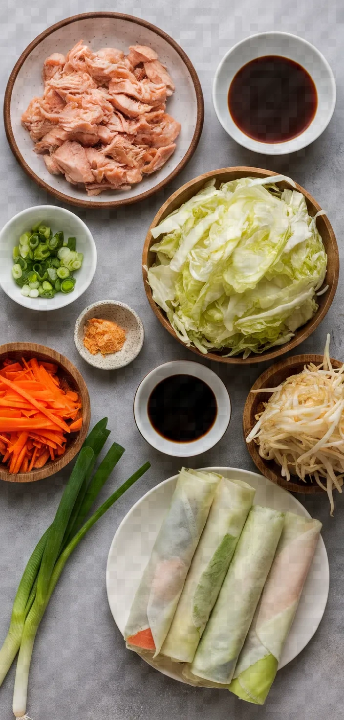 Ingredients photo for Chicken Spring Rolls Recipe