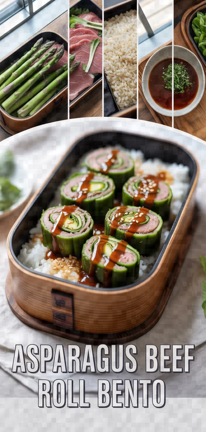 A photo of Asparagus Beef Roll Bento Recipe