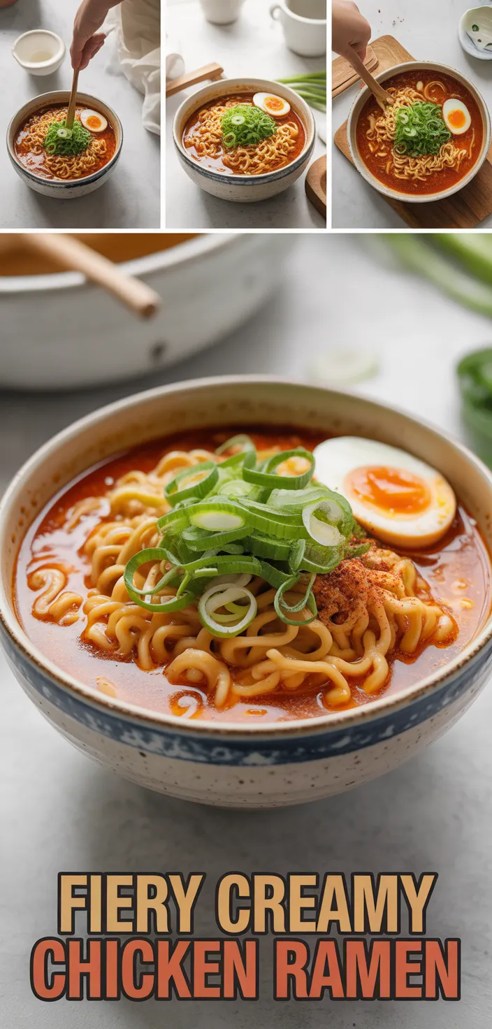 A photo of Fiery Chicken Ramen With Creamy Garlic Sauce Recipe