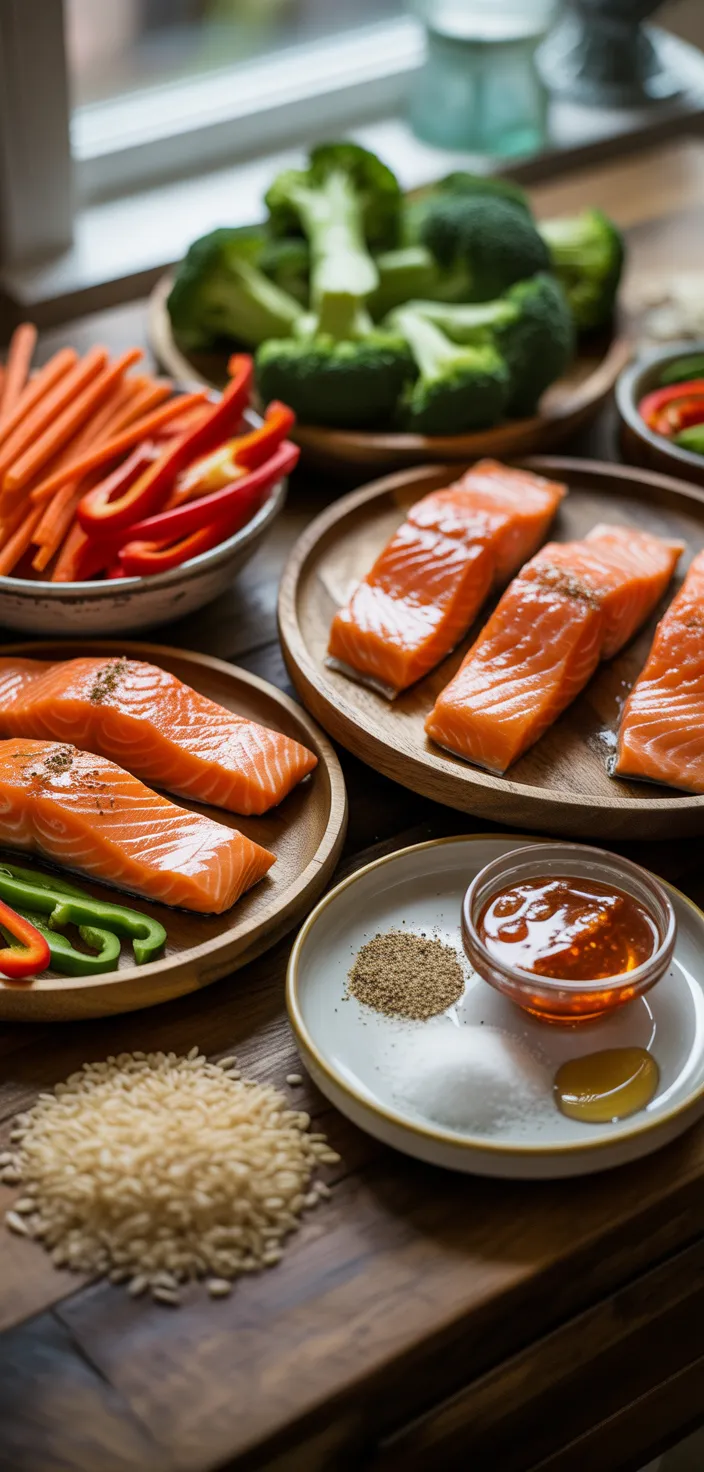 Ingredients photo for Honey Sriracha Salmon Bowls Recipe