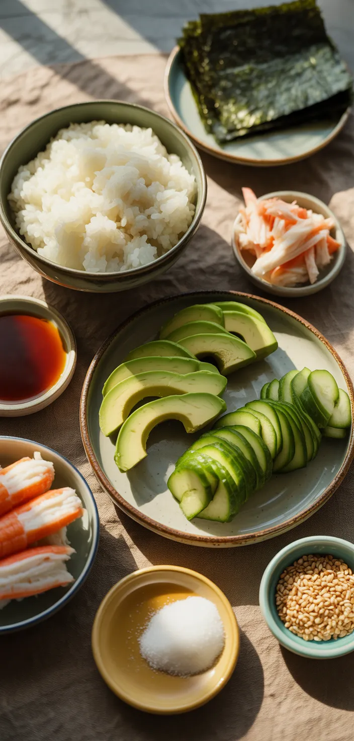Ingredients photo for California Crab Rolls (Sushi) Recipe