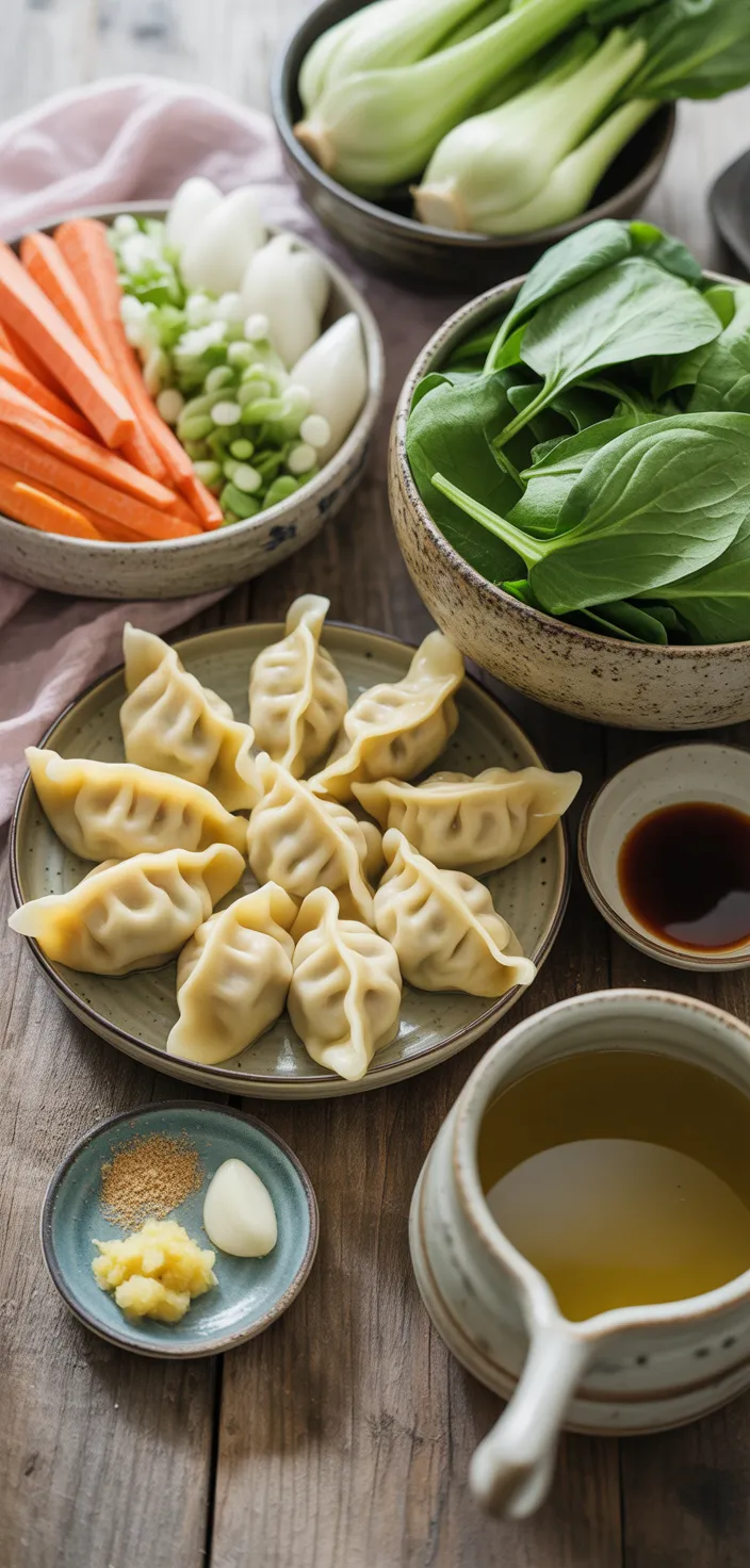 Ingredients photo for Gyoza Soup (Japanese Dumpling Soup) Recipe