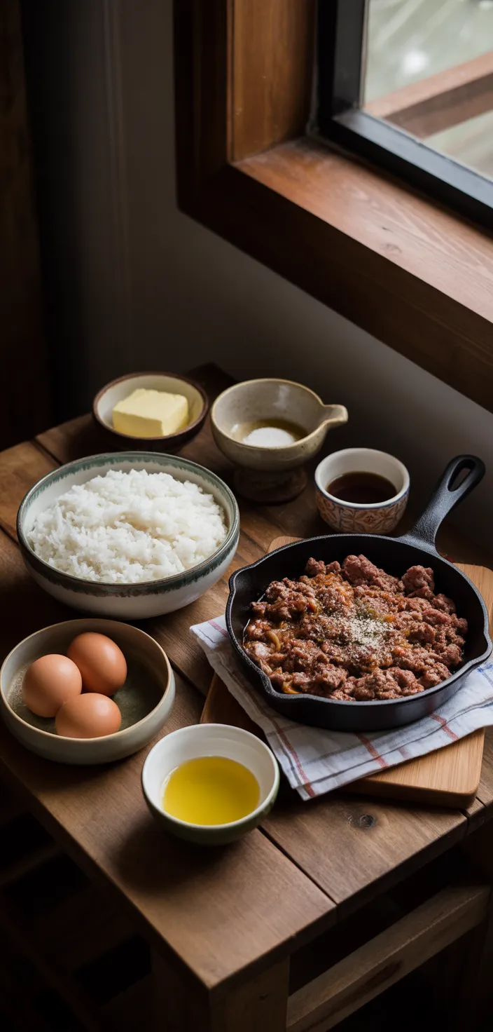 Ingredients photo for The Ultimate Hawaiian Loco Moco Recipe