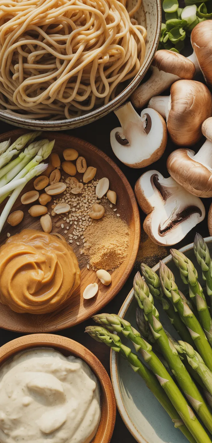 Ingredients photo for Vegan Creamy Peanut Butter Spicy Miso Noodles Recipe