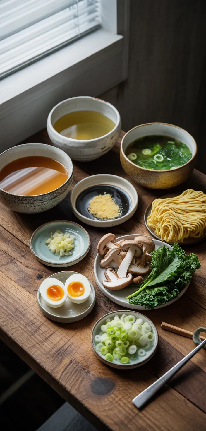 Ingredients photo for Vegetarian Miso Ramen Recipe
