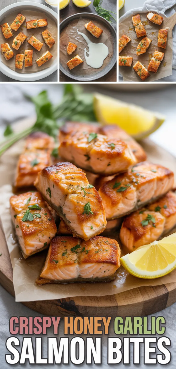 A photo of Crispy Honey Garlic Salmon Bites Recipe